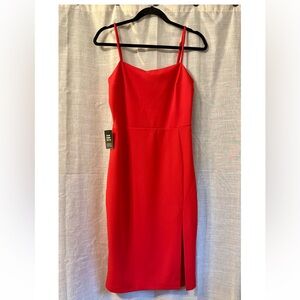 Express Red Sheath Dress with Slit